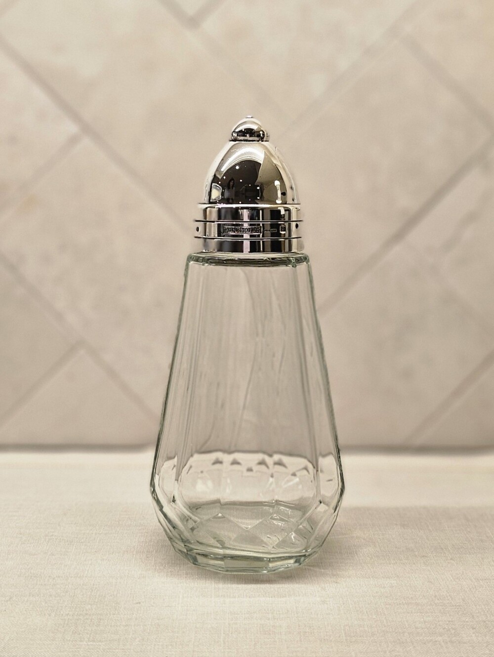 Vintage Christofle Meribel Sugar Shaker Muffineer Caster Glass Silver France